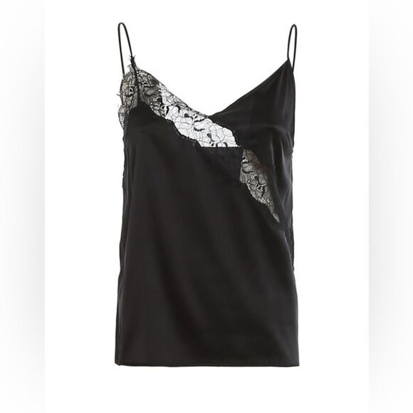 Pinko Black Asymmetrical Embellished Camisole Hamburger black top size IT 42 EUC - Picture 1 of 6